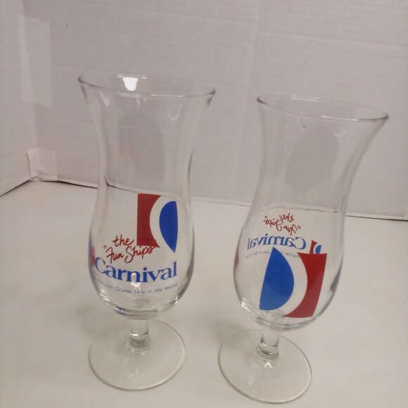 Vintage Carnival Cruise Line Cocktail Wine Glass Lot of 2 The Fun Ships 8" - Picture 3 of 9